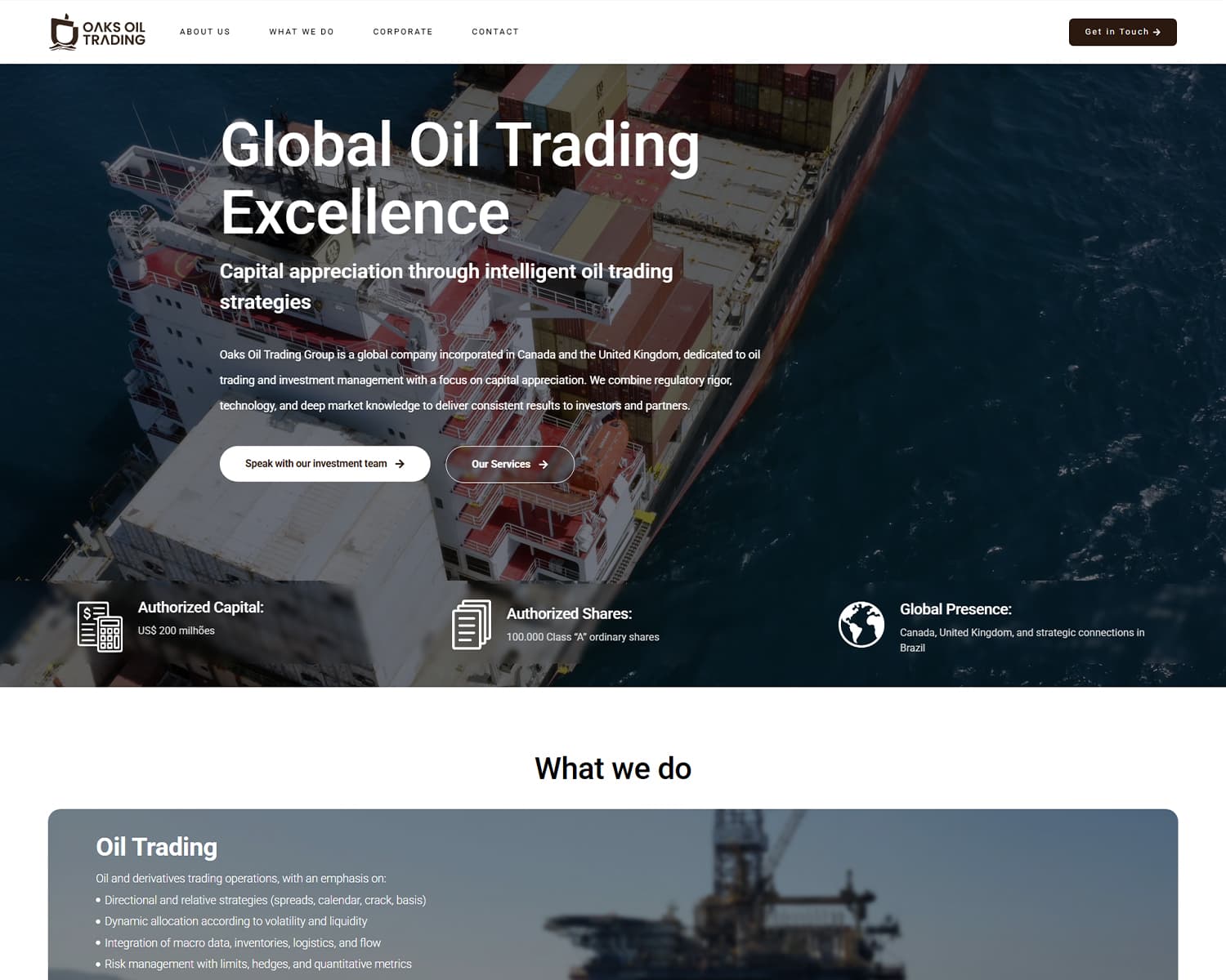 Oaks Oil Trading website